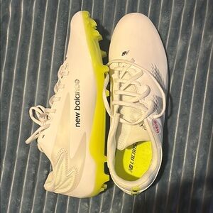 New Balance Lacrosse Cleats - White with Neon Yellow Sole